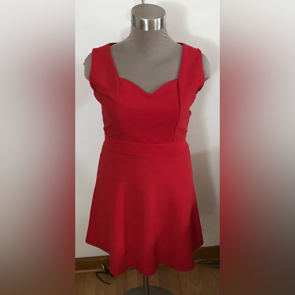 Dots Fit and Flare Red Sweetheart Mini Dress Women’s XL 12-14